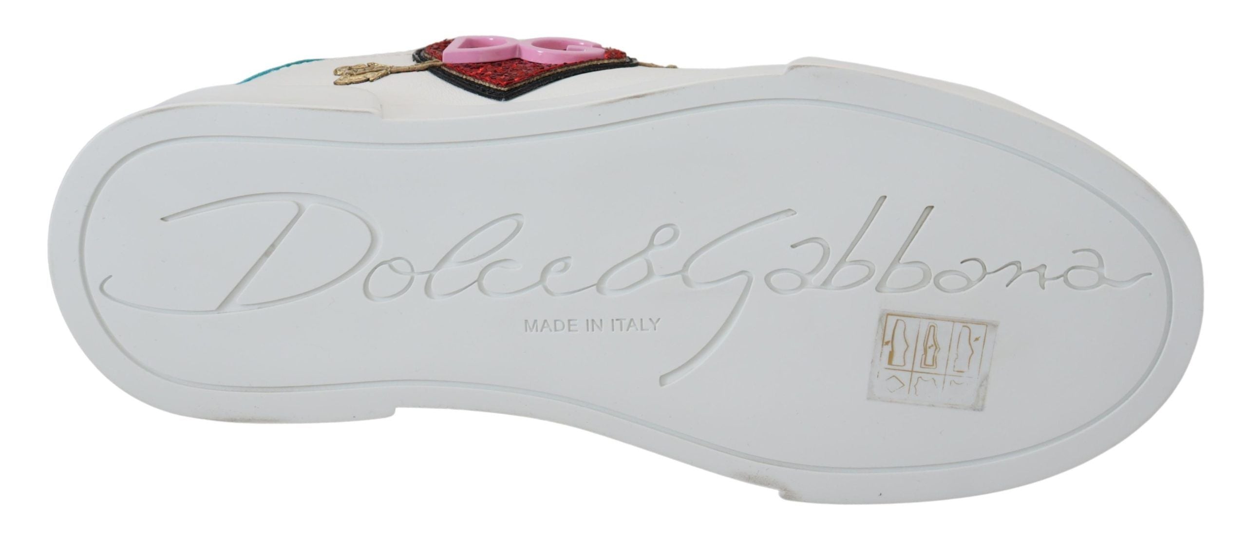 Dolce & Gabbana Weiße Leder-Sneaker Portofino Logo Herz Schuhe
