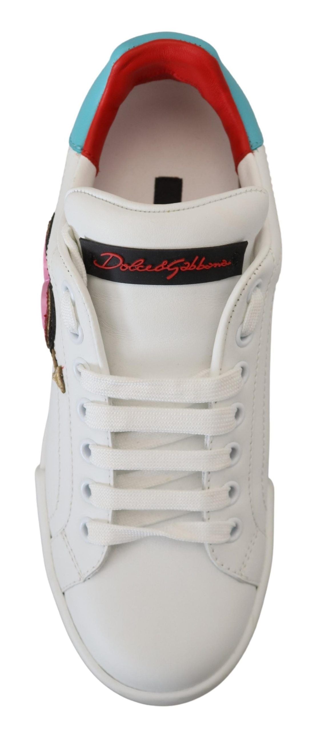 Dolce & Gabbana Weiße Leder-Sneaker Portofino Logo Herz Schuhe