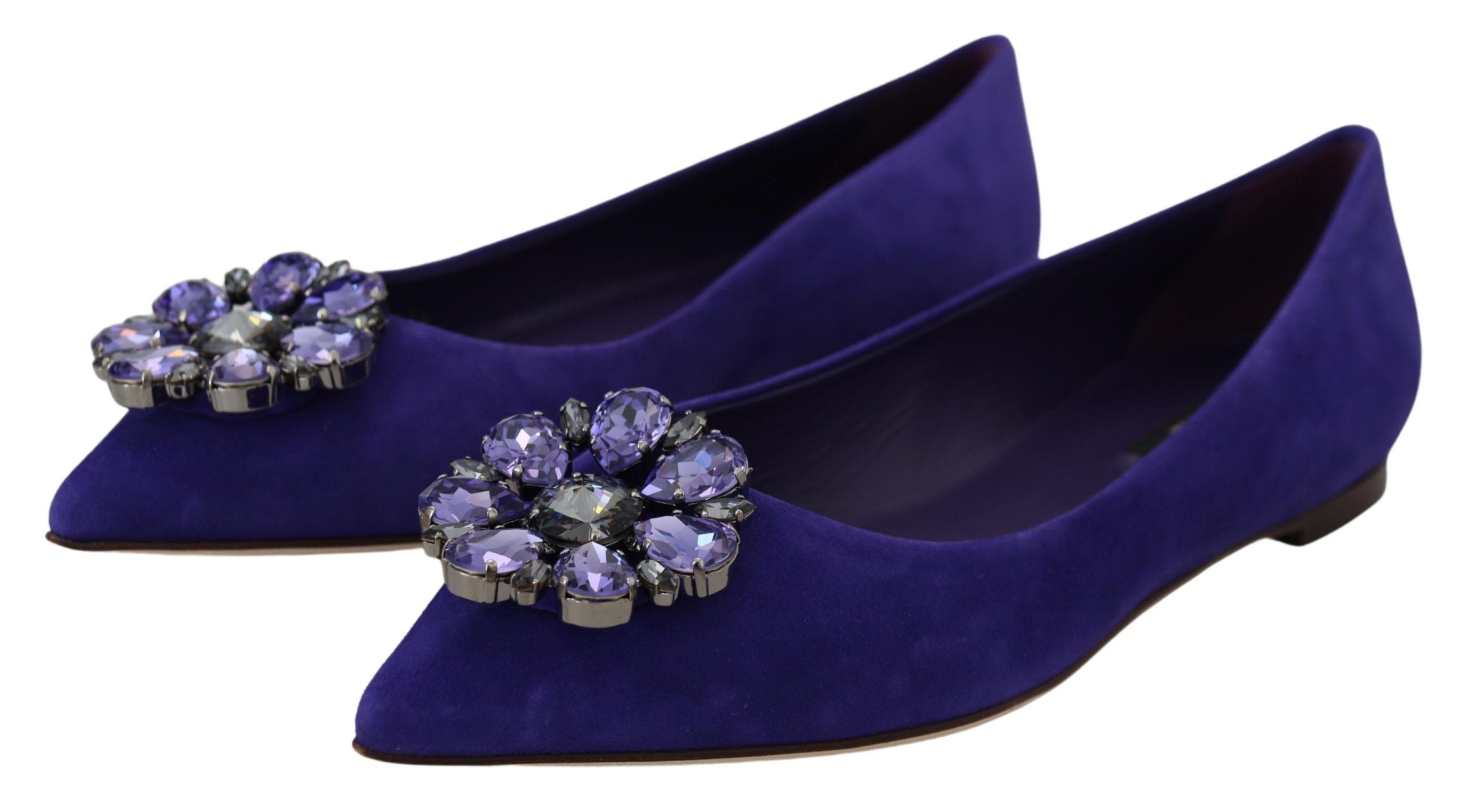 Dolce & Gabbana Lila Wildleder Kristalle Loafer Flats Schuhe