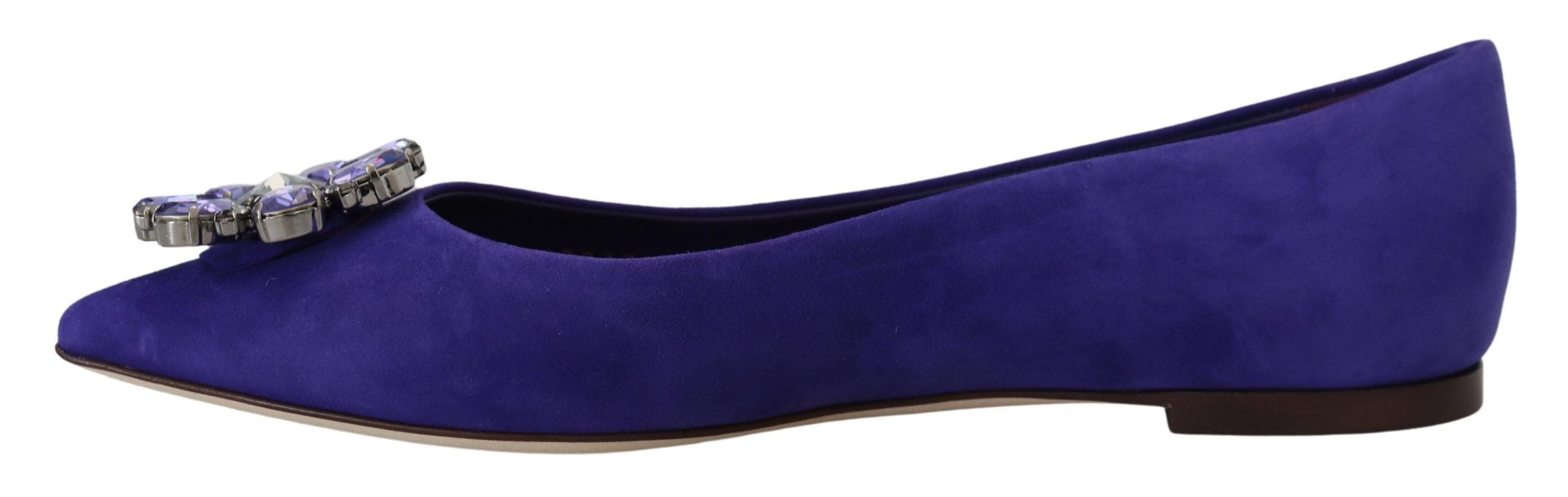 Dolce & Gabbana Lila Wildleder Kristalle Loafer Flats Schuhe