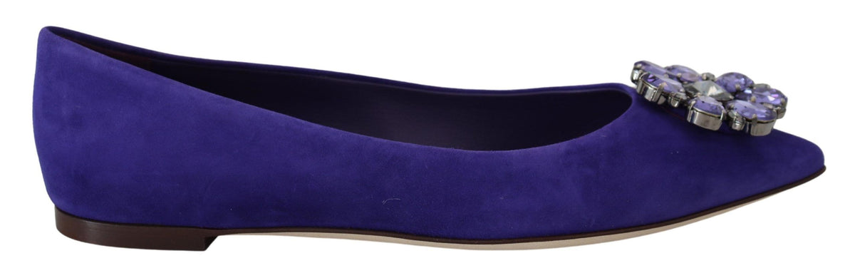 Dolce & Gabbana Lila Wildleder Kristalle Loafer Flats Schuhe