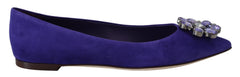 Dolce & Gabbana Lila Wildleder Kristalle Loafer Flats Schuhe