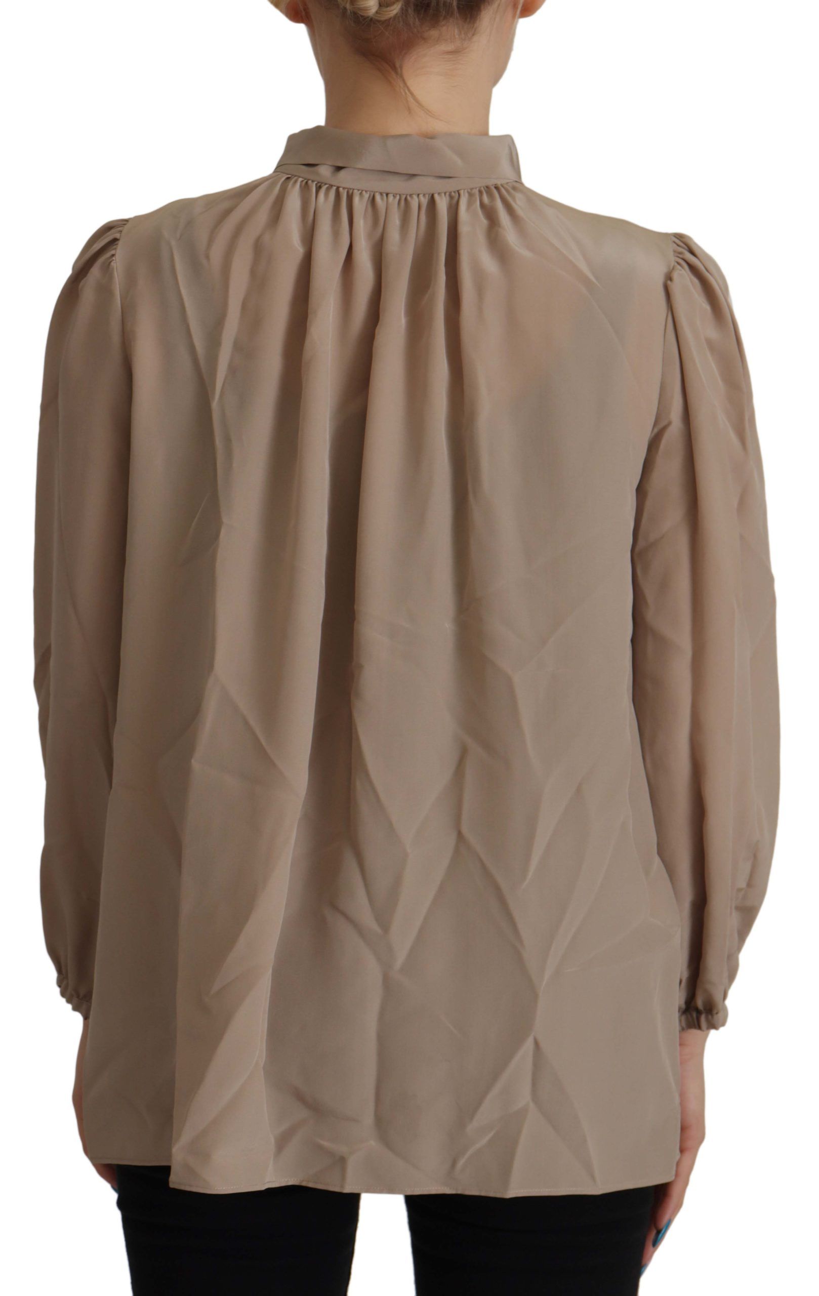 Dolce & Gabbana Braunes Top mit Schärpe und Ascot-Kragen