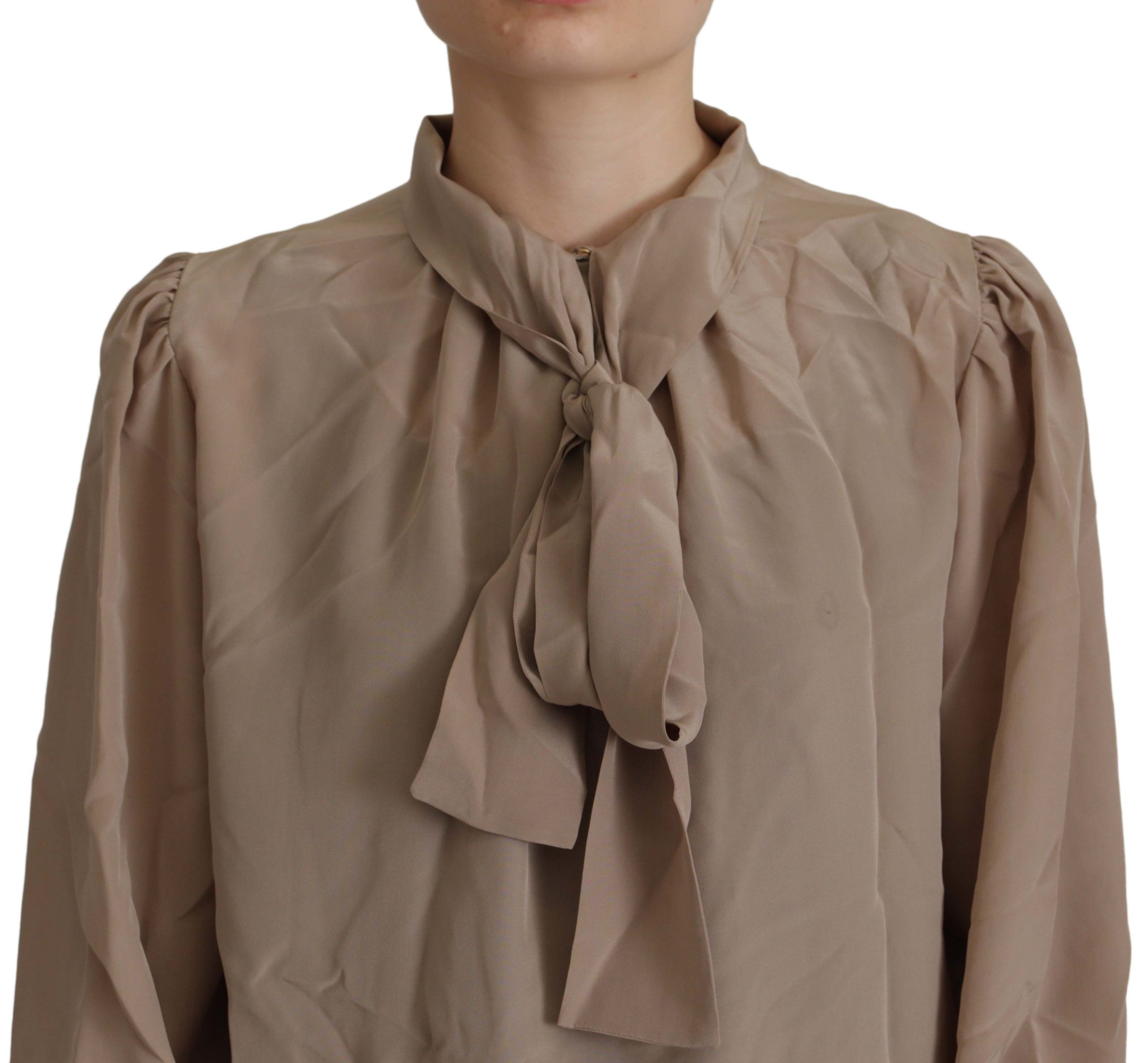 Dolce & Gabbana Braunes Top mit Schärpe und Ascot-Kragen