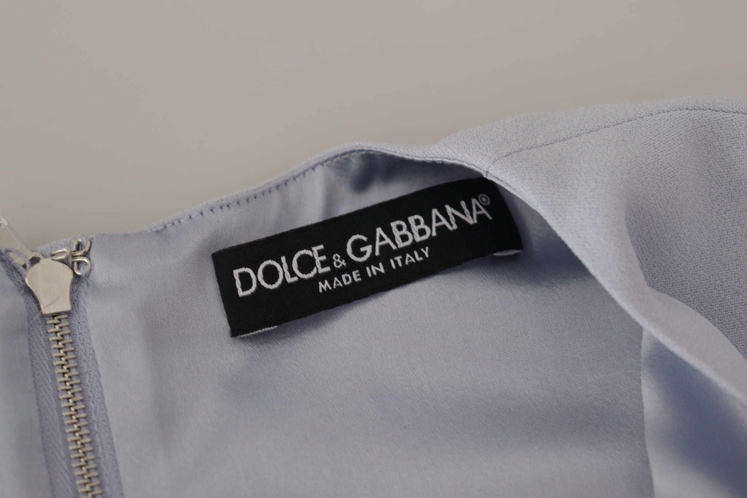 Dolce & Gabbana blaues Midikleid aus Viskose mit Blumenapplikationen