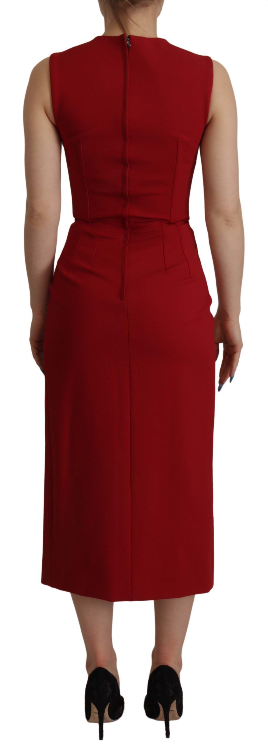 Dolce & Gabbana rotes trägerloses Bodycon-Midikleid mit Herzausschnitt