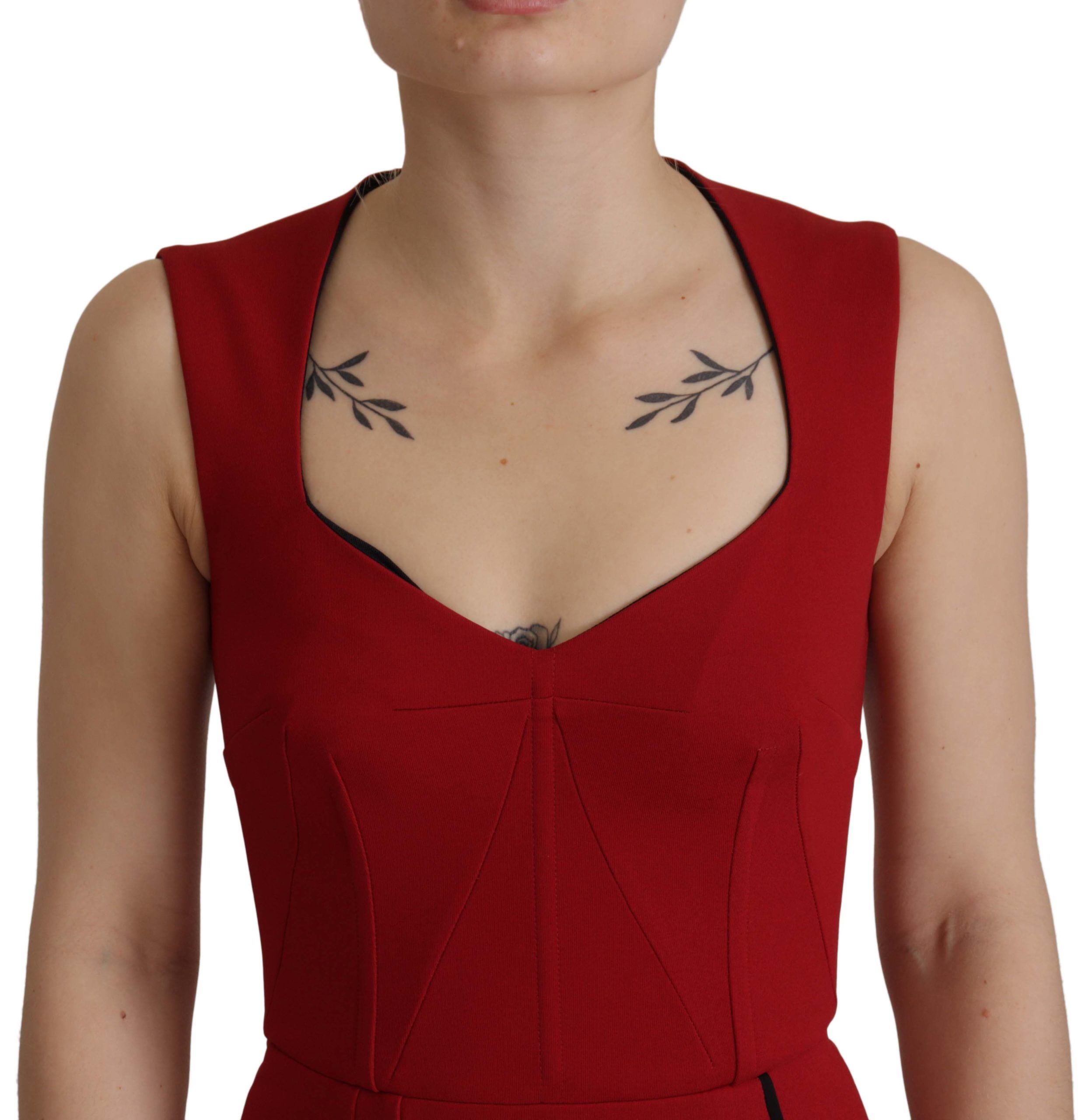 Dolce & Gabbana rotes trägerloses Bodycon-Midikleid mit Herzausschnitt