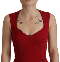 Dolce & Gabbana rotes trägerloses Bodycon-Midikleid mit Herzausschnitt