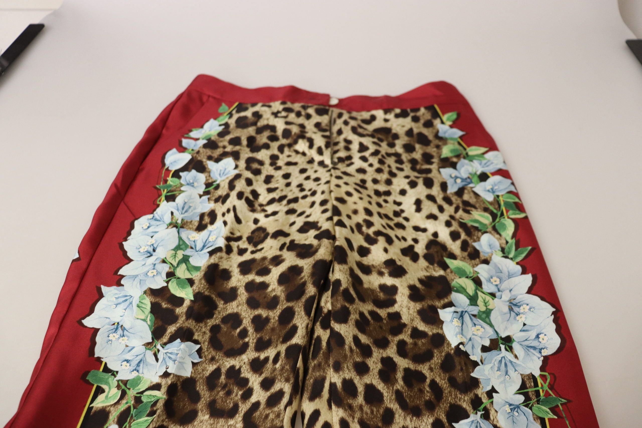 Dolce & Gabbana Multicolor Luipaard Flora Bedrukte Mid Waist Broek