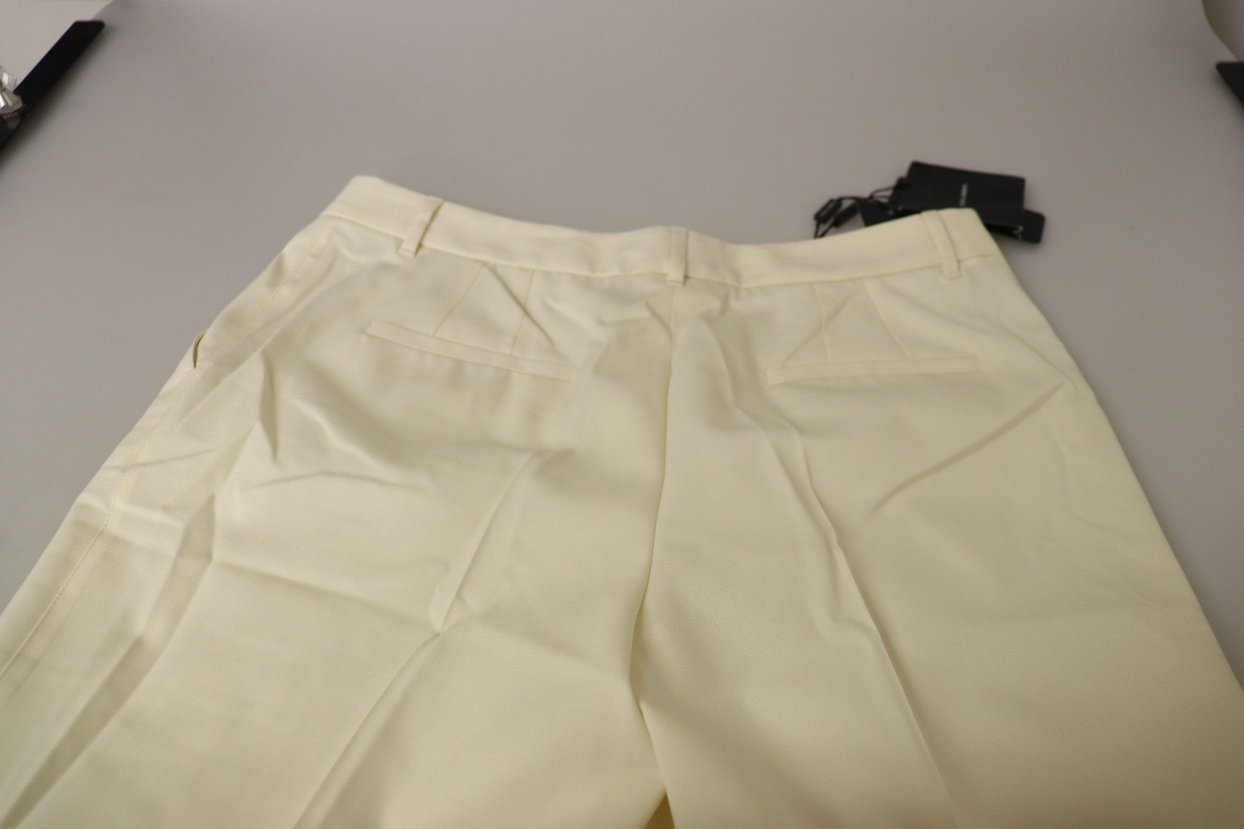 Dolce & Gabbana Elfenbeinweiße High Waist Cropped Hose mit umgeschlagenem Saum