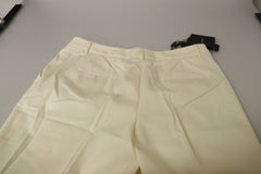Dolce & Gabbana Elfenbeinweiße High Waist Cropped Hose mit umgeschlagenem Saum