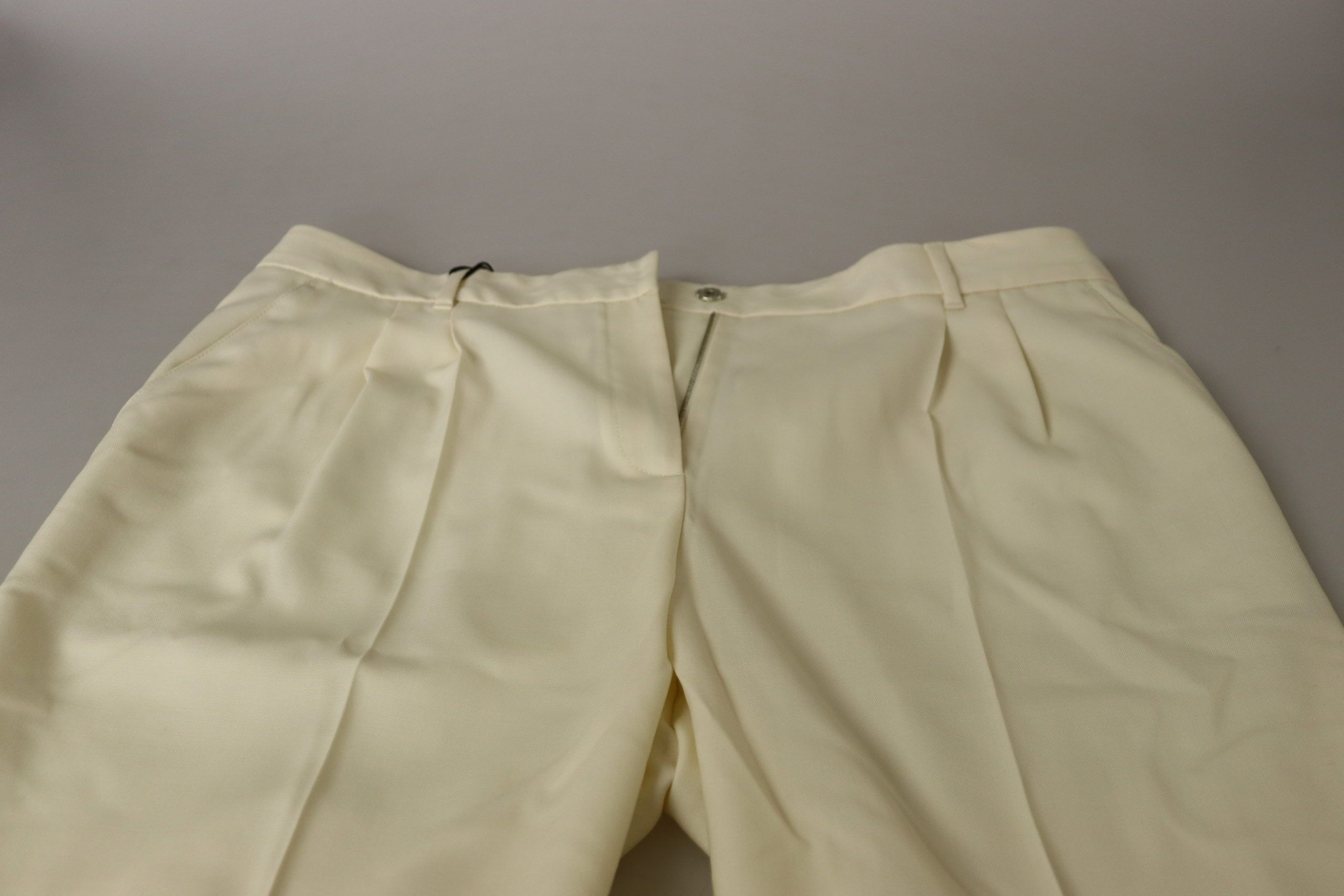 Dolce & Gabbana Elfenbeinweiße High Waist Cropped Hose mit umgeschlagenem Saum
