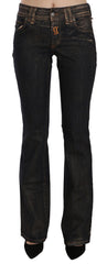 John Galliano Black Washed Mid Waist Flared Denim Pants Cotton