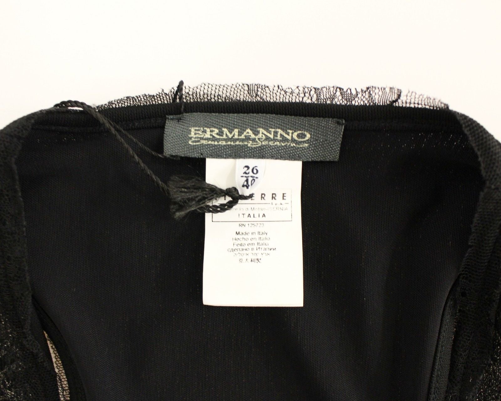Ermanno Scervino Zwart Kanten Gevoerd Stretch Mini Jurkje