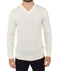 Ermanno Scervino Off-White Wolblend V-hals Pullover Trui