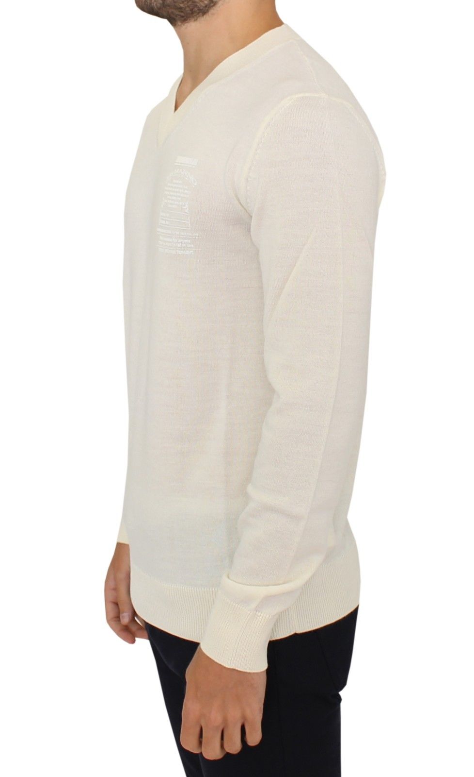 Ermanno Scervino Off-White Wolblend V-hals Pullover Trui