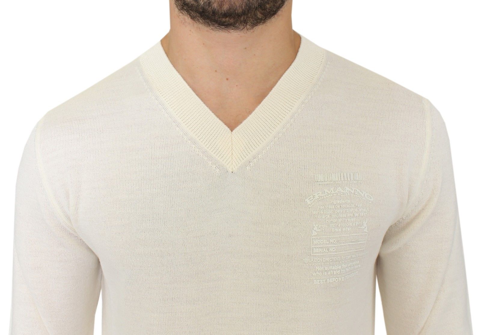 Ermanno Scervino Off-White Wolblend V-hals Pullover Trui