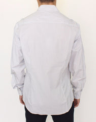 Ermanno Scervino Wit Grijs Gestreepte Regular Fit Casual overhemd
