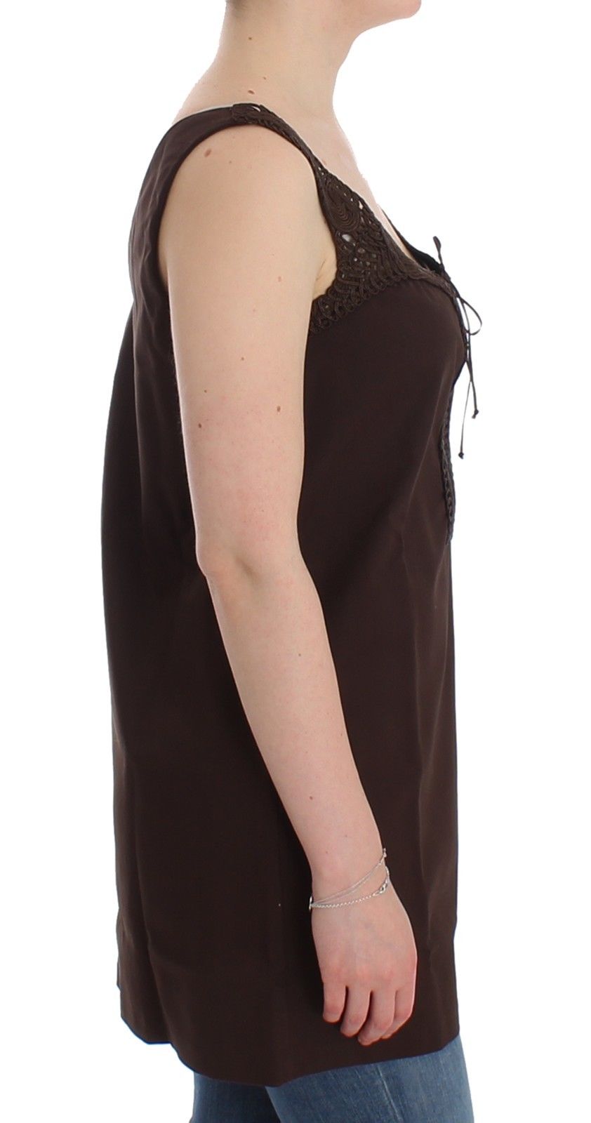 Ermanno Scervino Beachwear Bruine Katoen Stretch Tuniekjurk
