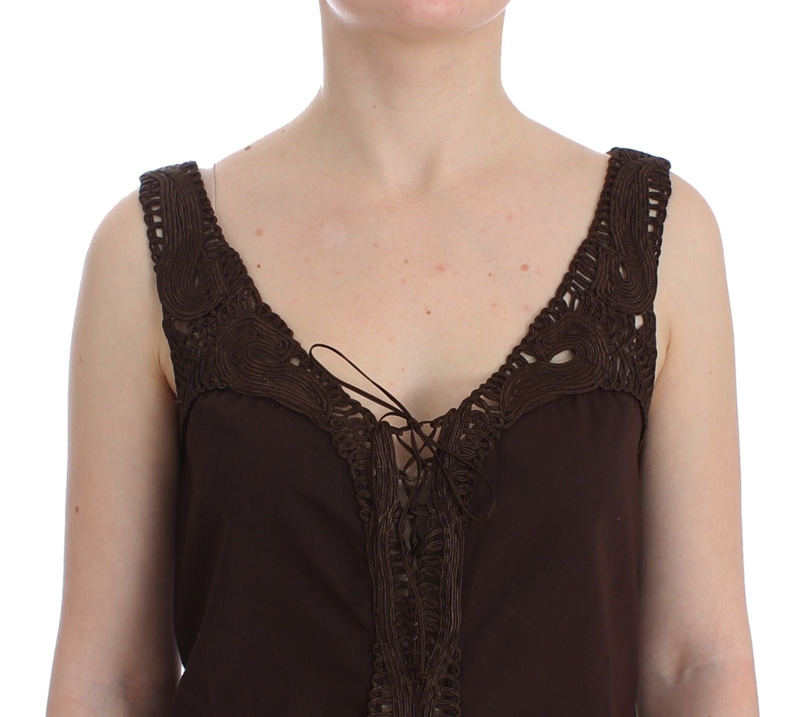 Ermanno Scervino Beachwear Bruine Katoen Stretch Tuniekjurk