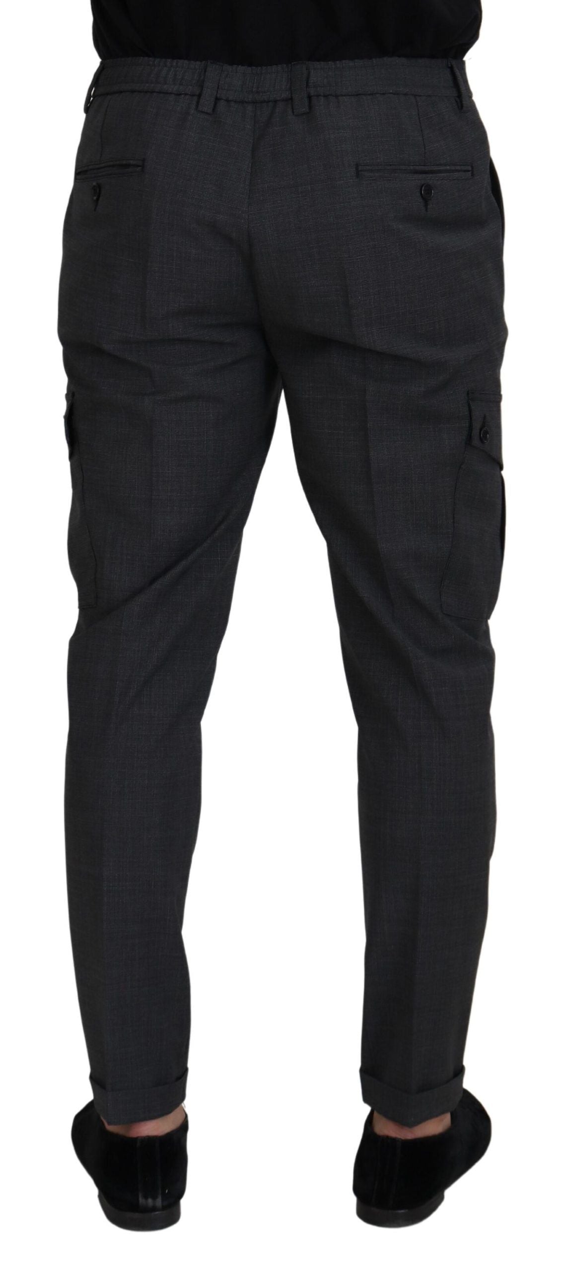 Dolce & Gabbana Graue Karierte Cargo-Hose Stretchhose