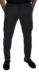 Dolce & Gabbana Graue Karierte Cargo-Hose Stretchhose