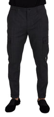 Dolce & Gabbana Graue Karierte Cargo-Hose Stretchhose