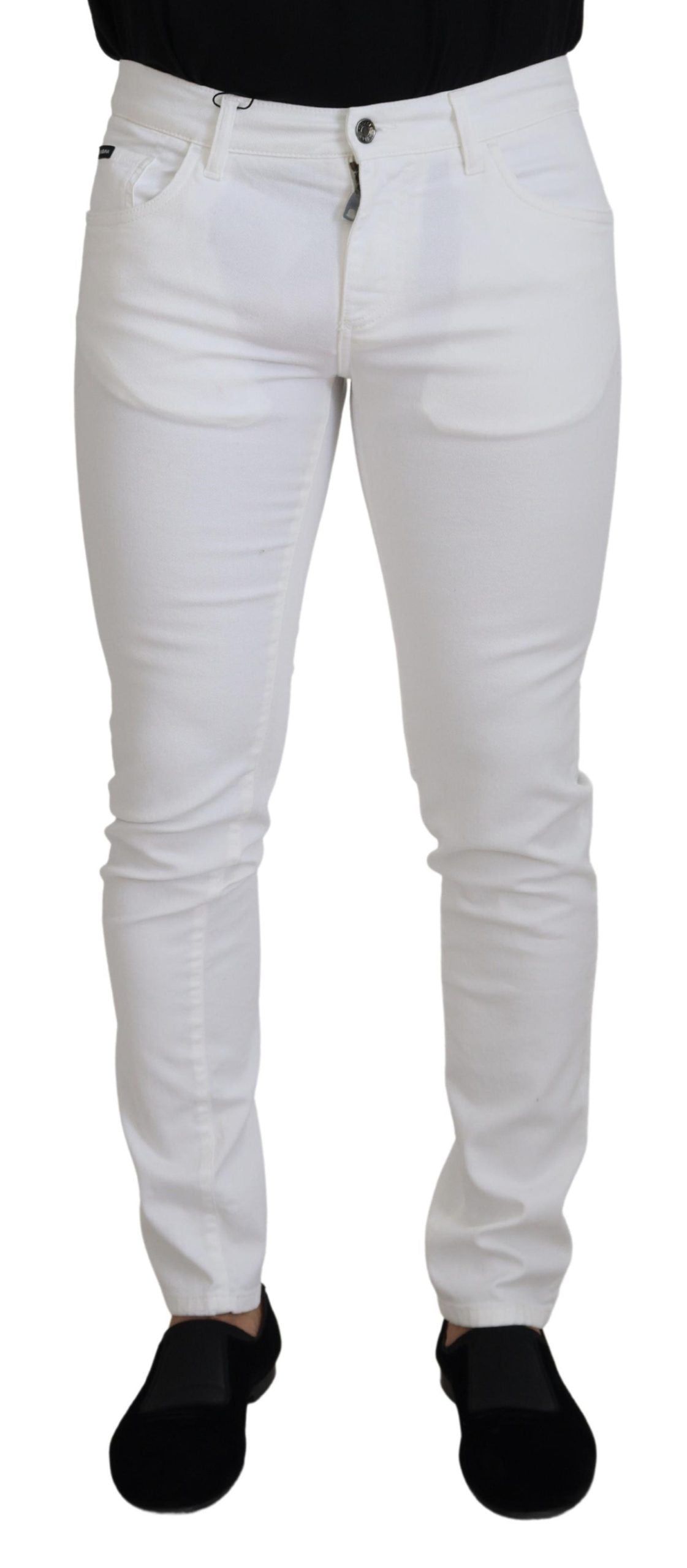 Dolce & Gabbana Weiße Slim Skinny Stretch-Jeans aus Baumwolle