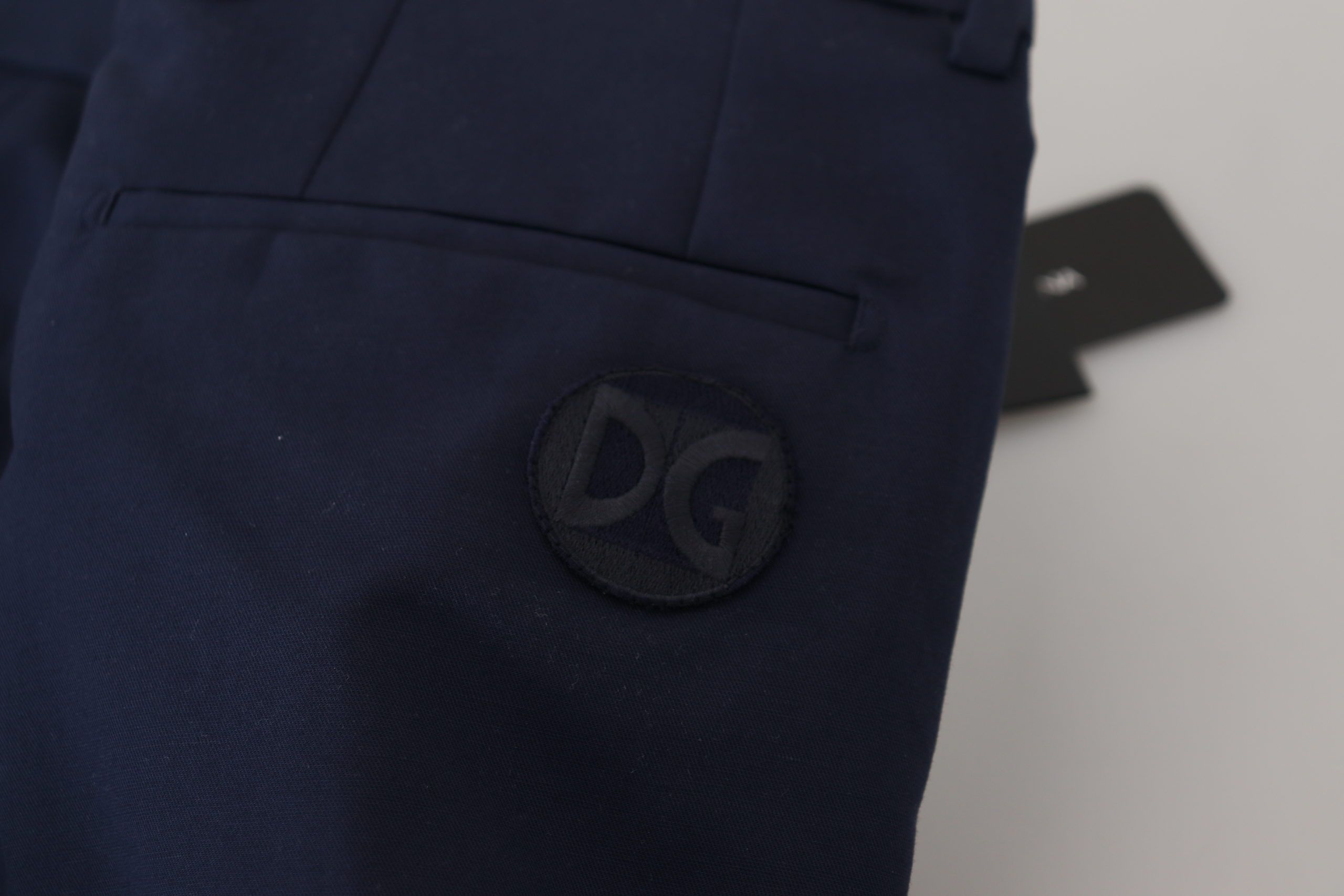 Dolce & Gabbana Blaue Leinen-Baumwoll-Slim-Hose Chino