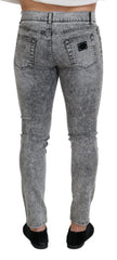 Dolce & Gabbana Gray Slim Fit Wash Stretch Cotton Denim Jeans