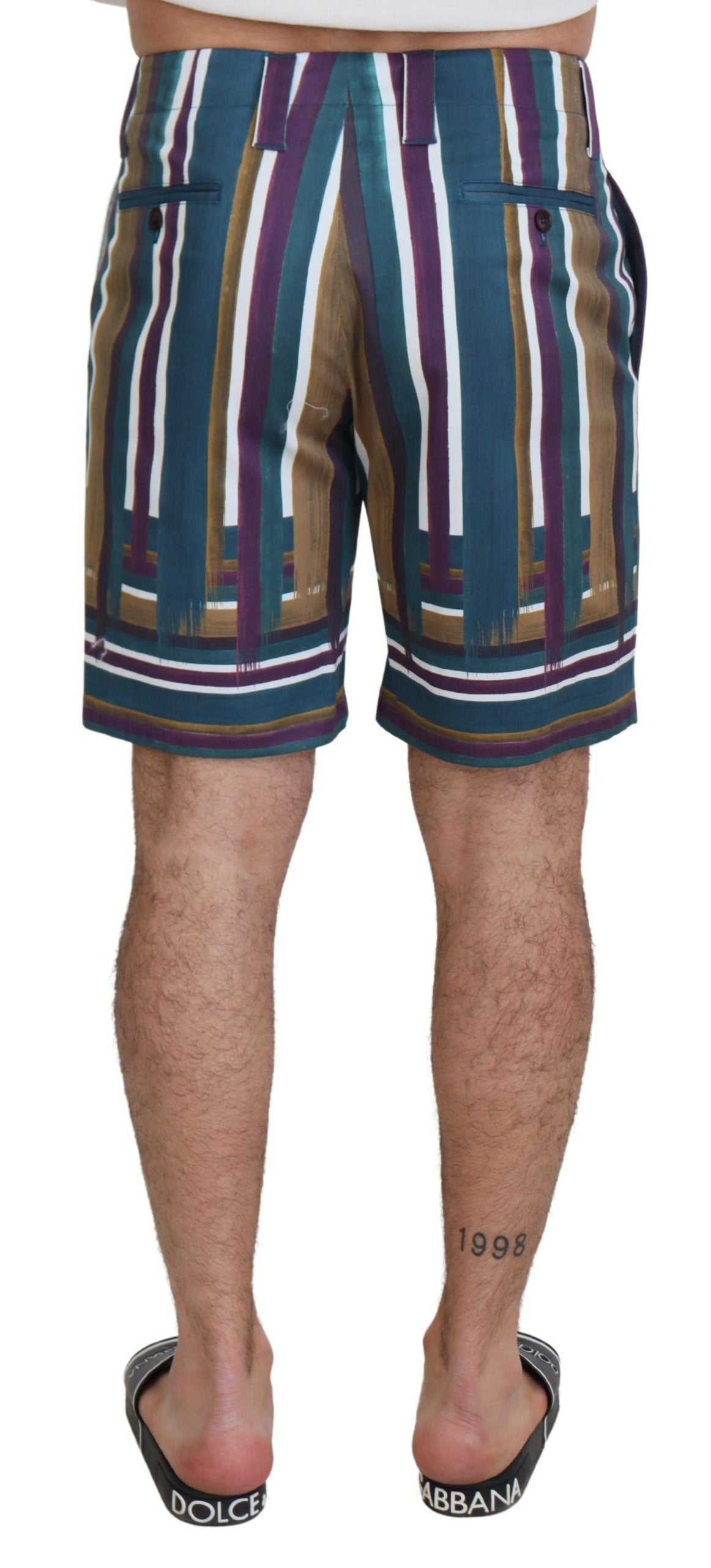 Dolce & Gabbana Shorts aus Stretch-Baumwolle mit mehrfarbigen Streifen