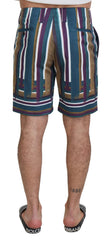 Dolce & Gabbana Shorts aus Stretch-Baumwolle mit mehrfarbigen Streifen