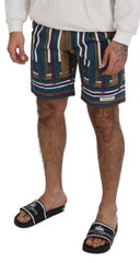Dolce & Gabbana Shorts aus Stretch-Baumwolle mit mehrfarbigen Streifen