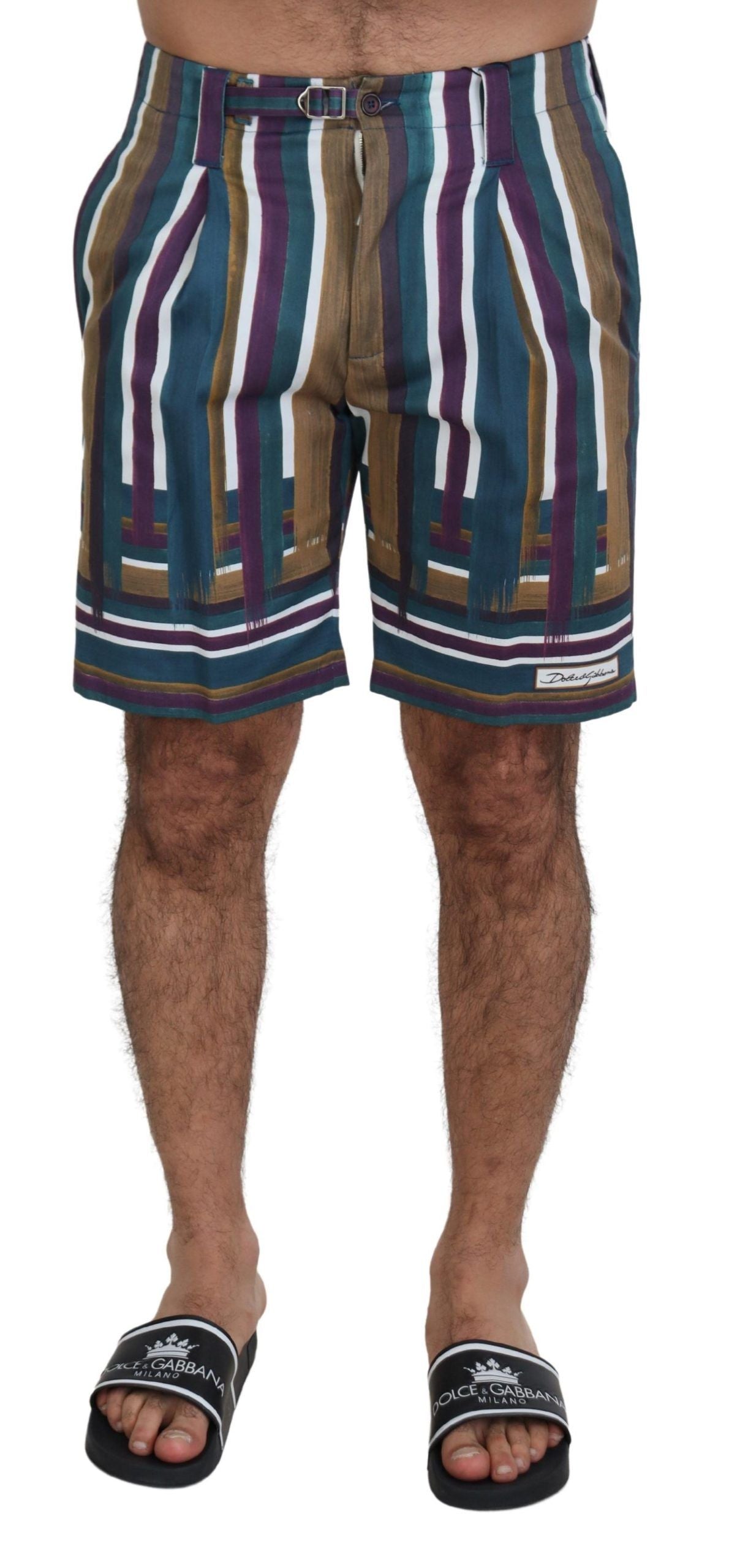 Dolce & Gabbana Shorts aus Stretch-Baumwolle mit mehrfarbigen Streifen