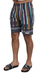 Dolce & Gabbana Shorts aus Stretch-Baumwolle mit mehrfarbigen Streifen