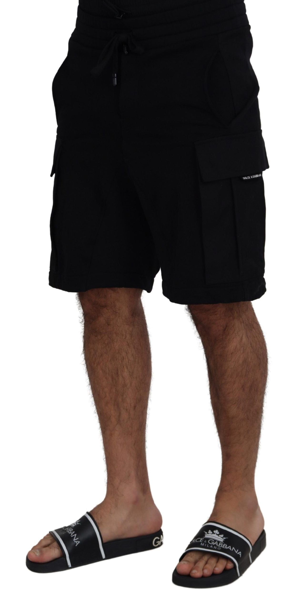 Dolce & Gabbana Schwarze Bermuda-Cargoshorts aus Baumwolle