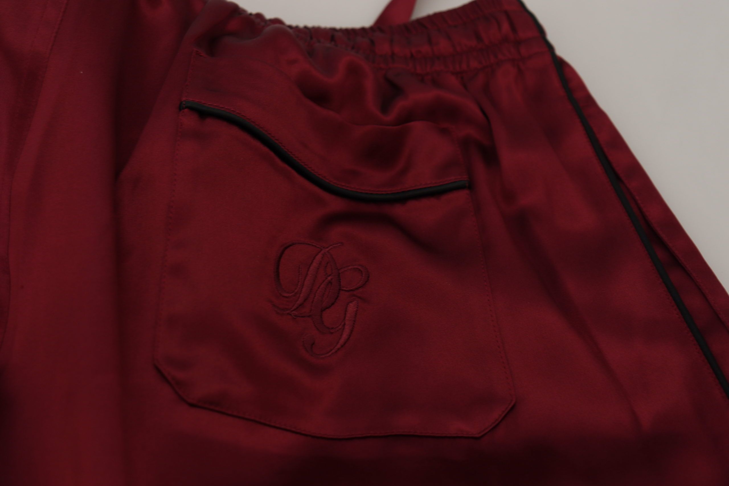 Dolce & Gabbana Bordeaux Seide DG Sleep Lounge Hose