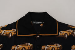 Dolce & Gabbana Zwart Polo T-shirt met Autoprint en Korte Mouwen