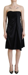 Dolce & Gabbana Schwarzes Seiden-Shift-Kurz-Mini-Partykleid