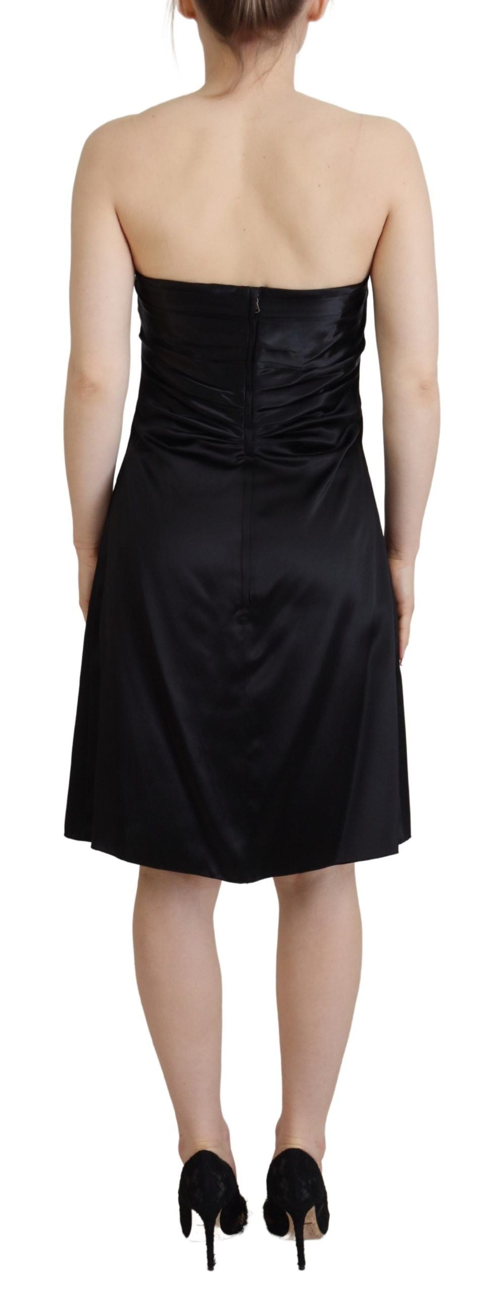 Dolce & Gabbana Schwarzes Seiden-Shift-Kurz-Mini-Partykleid