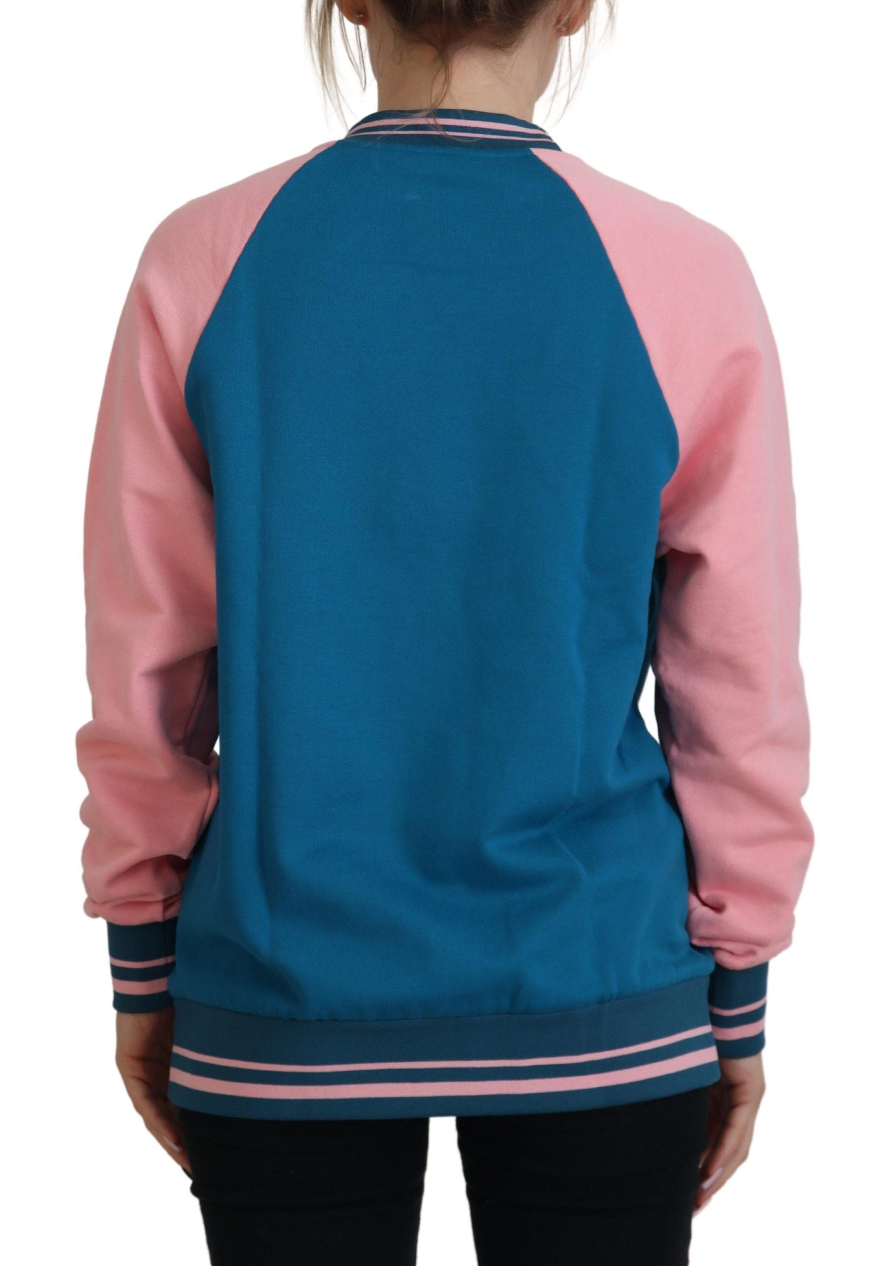 Dolce & Gabbana Blauer Rosa Königin Pailletten-Kristallpullover