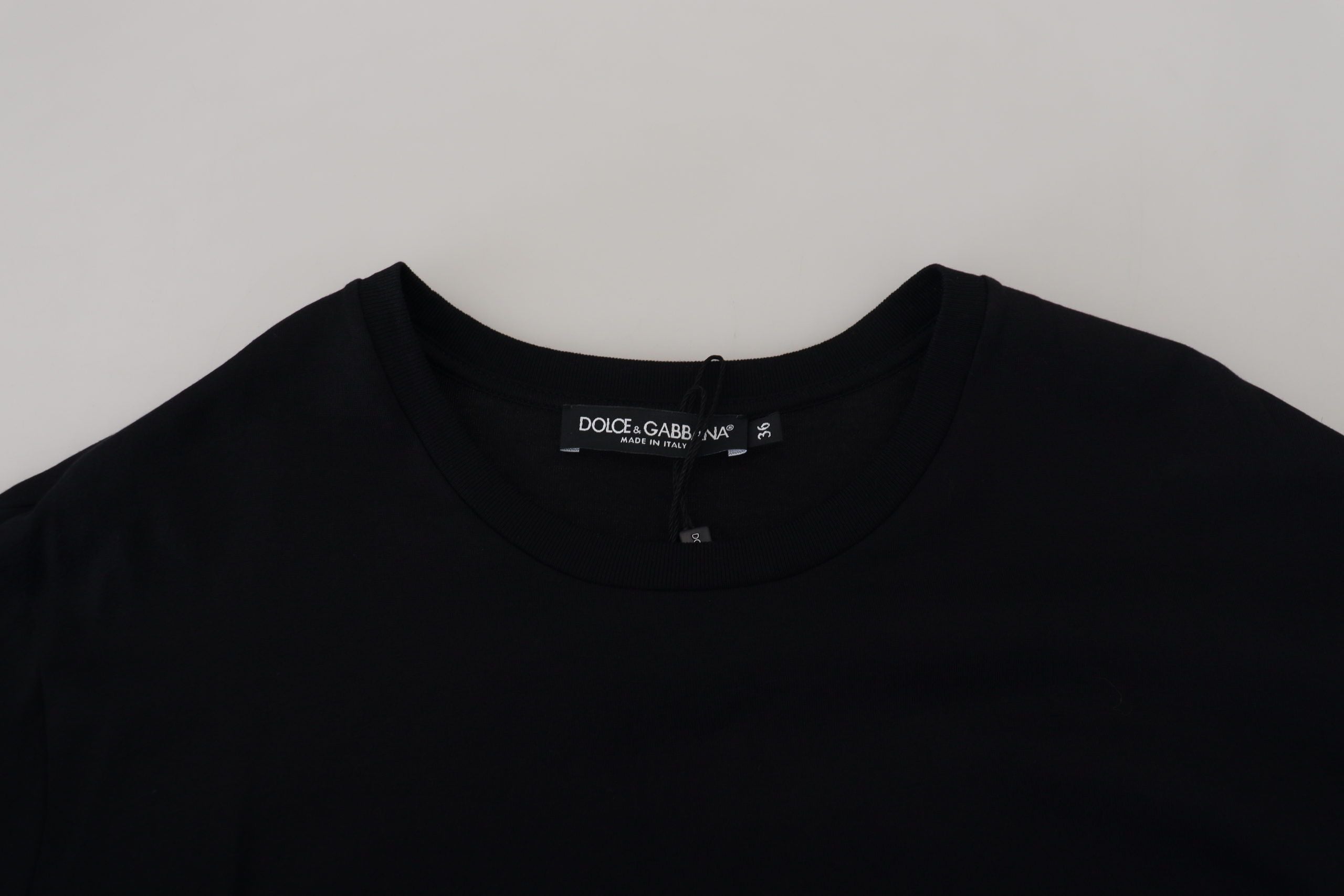 Dolce & Gabbana Schwarze T-Shirt Bluse Quaste Baumwollbluse