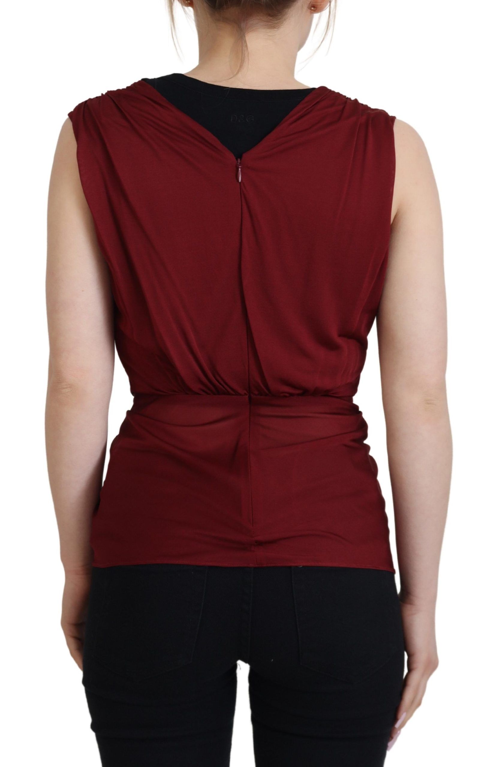 Dolce & Gabbana Bordeaux Zijden Stretch Top Vest Blouse