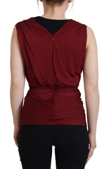 Dolce & Gabbana Bordeaux Zijden Stretch Top Vest Blouse