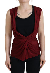 Dolce & Gabbana Bordeaux Zijden Stretch Top Vest Blouse