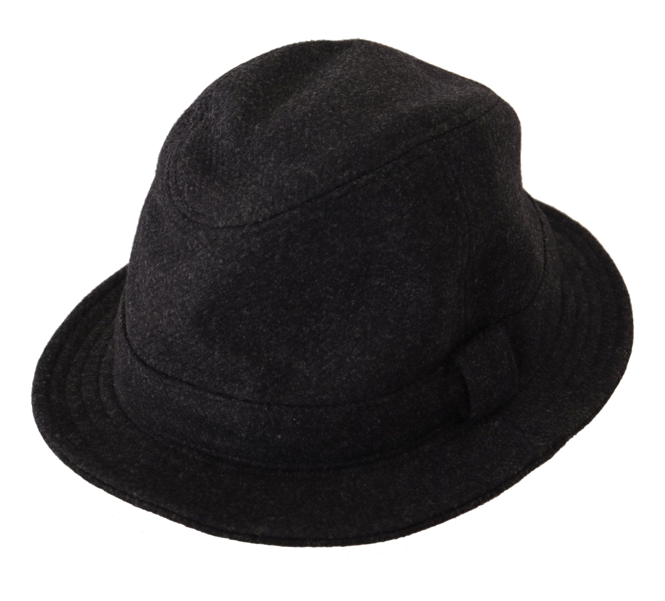 Dolce & Gabbana Grauer Hut aus Schurwolle mit Logo Fedora Trilby