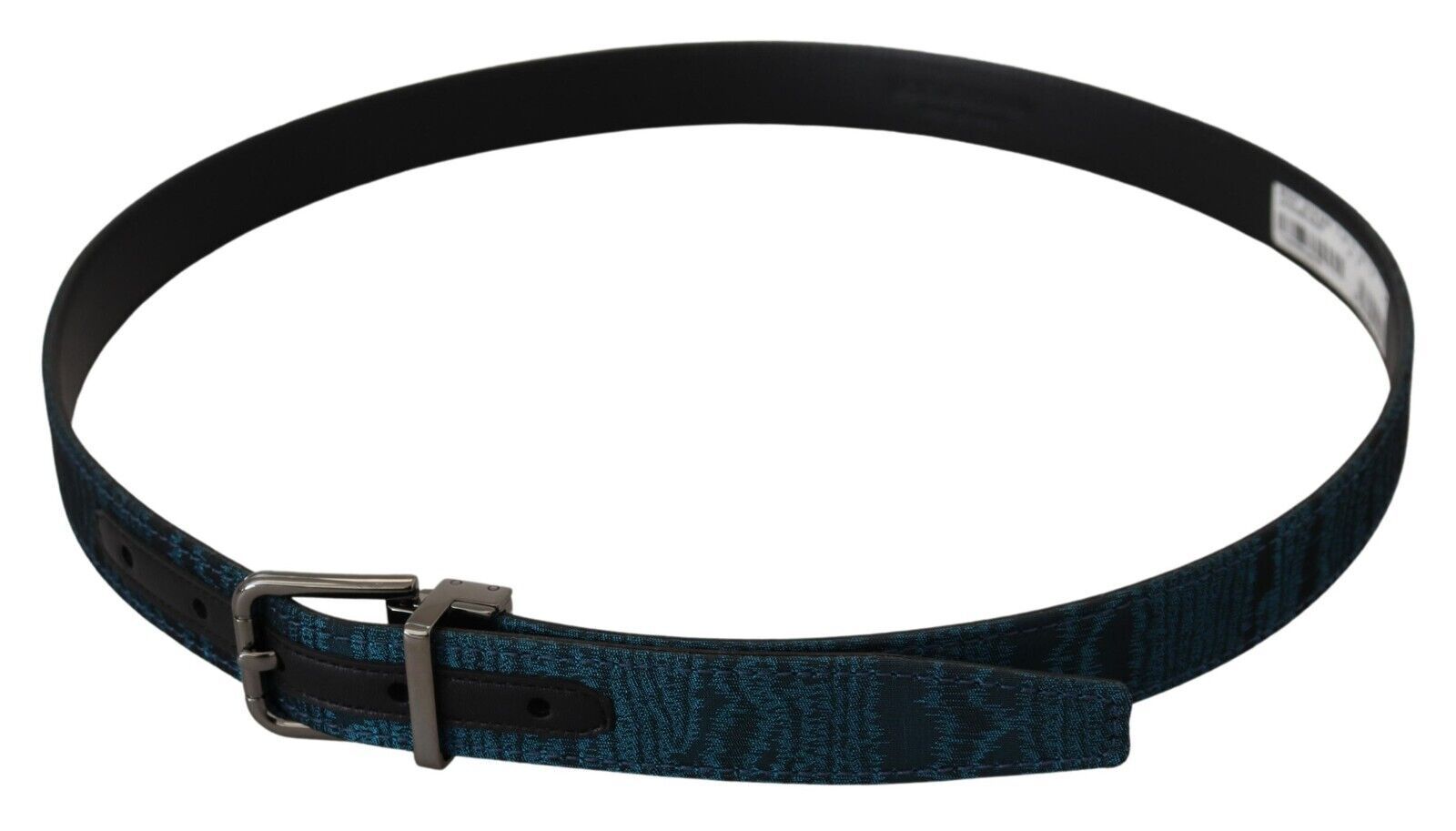 Dolce & Gabbana Blauer Jacquard Moire Gürtel mit silberner Metallschnalle für Herren