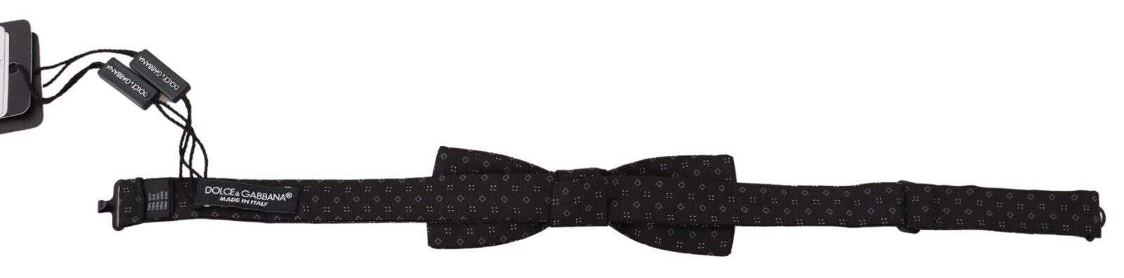Dolce & Gabbana Schwarze gemusterte Seiden-Fliege mit verstellbarem Halsband