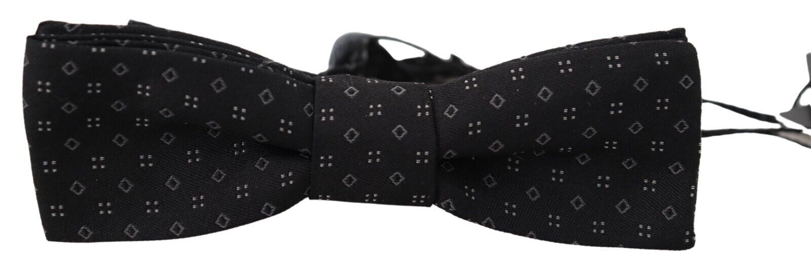 Dolce & Gabbana Schwarze gemusterte Seiden-Fliege mit verstellbarem Halsband