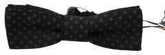 Dolce & Gabbana Schwarze gemusterte Seiden-Fliege mit verstellbarem Halsband